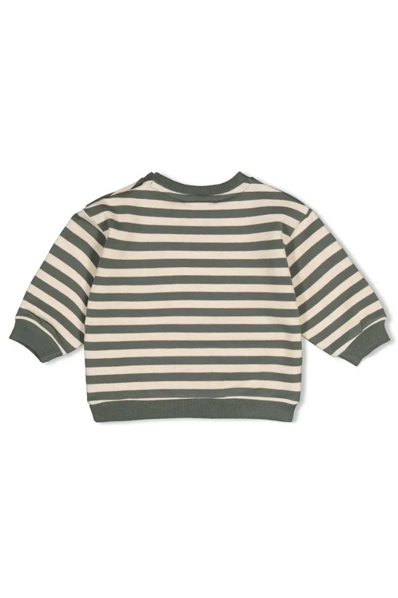 Feetje Sweater Streep Wiggle And Waddle groen, gestreept babysweater